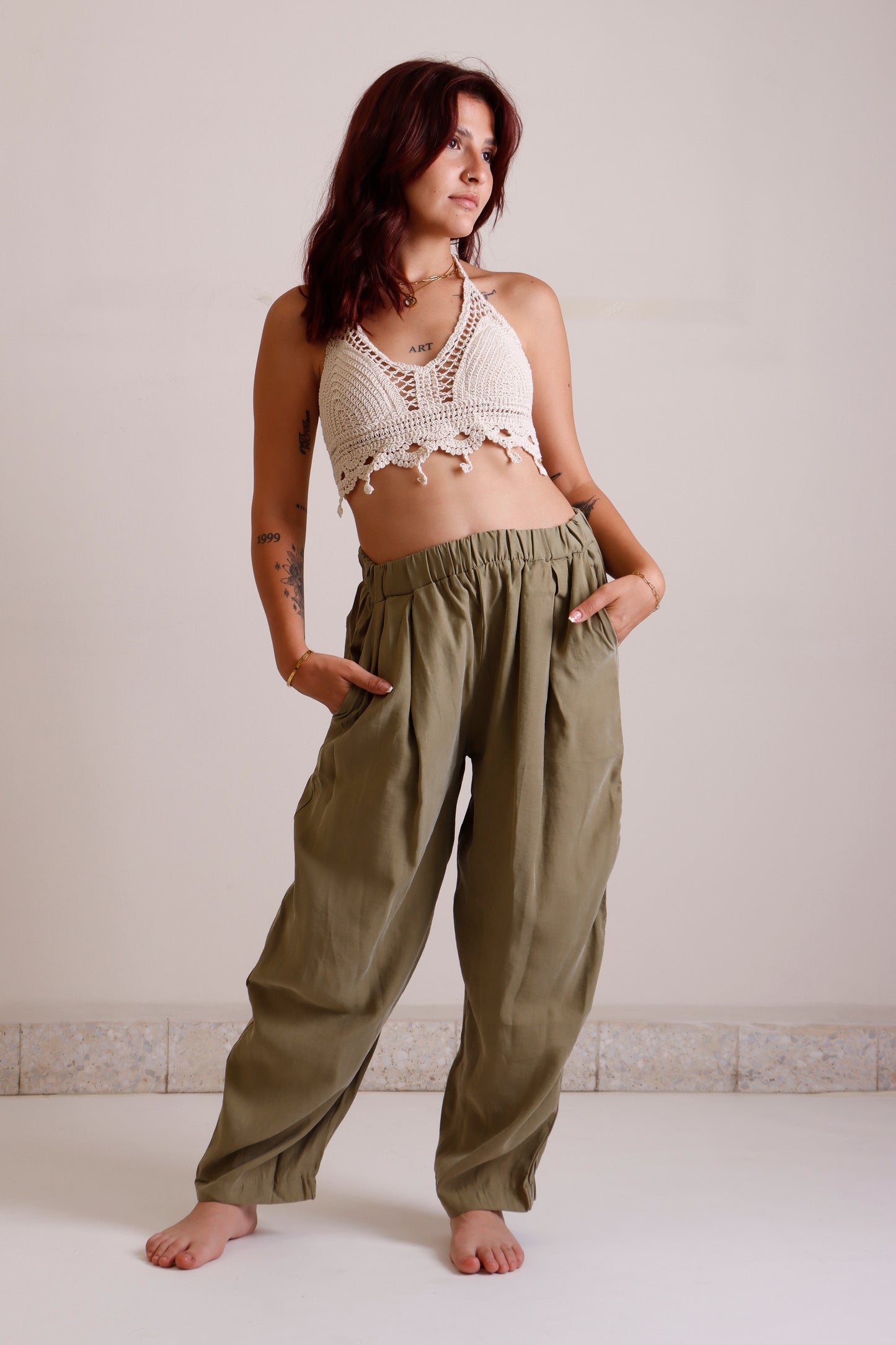 Olive basil pants